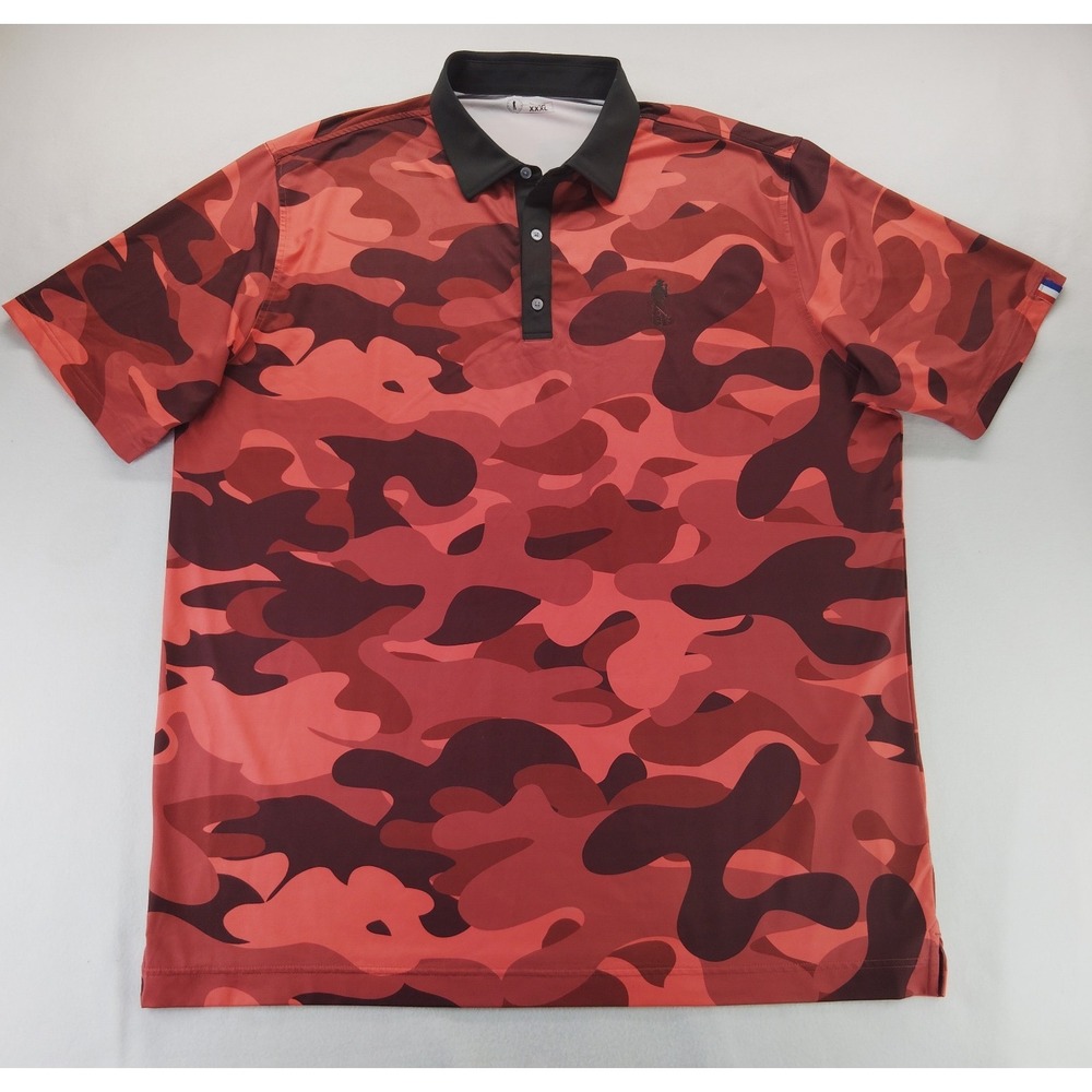 U Suck At Golf USAG Polo Shirt Men 3XL Red Camo Performance Stretch S/S Logo